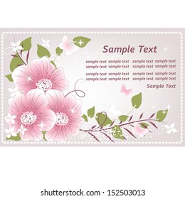 Wedding card or invitation with abstract floral background. Elegance pattern with flowers. Abstract greeting card.