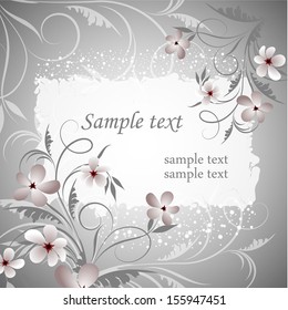 Wedding card or invitation with abstract floral background. Abstract greeting card.