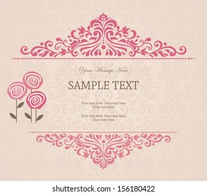 Wedding card or invitation with abstract floral background