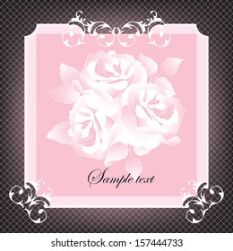 Wedding card or invitation with abstract floral background. Stylish floral retro background.