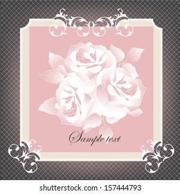 Wedding card or invitation with abstract floral background. Stylish floral retro background.