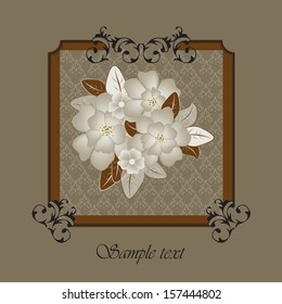 Wedding card or invitation with abstract floral background. Stylish floral retro background.