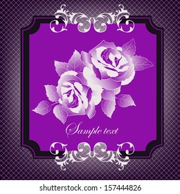 Wedding card or invitation with abstract floral background. Stylish floral retro background.