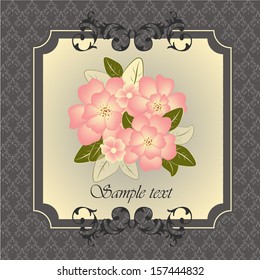 Wedding card or invitation with abstract floral background. Stylish floral retro background.