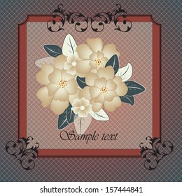 Wedding card or invitation with abstract floral background. Stylish floral retro background.