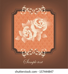 Wedding card or invitation with abstract floral background. Stylish floral retro background.