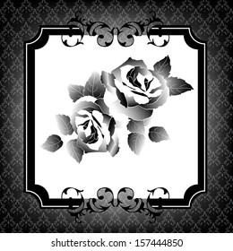 Wedding card or invitation with abstract floral background. Stylish floral retro background.
