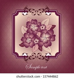 Wedding card or invitation with abstract floral background. Stylish floral retro background.