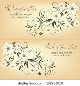 Wedding card or invitation with abstract floral background. Greeting card in grunge or retro style