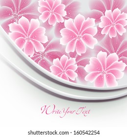 Wedding card or invitation with abstract floral background. Elegance pattern with flowers. Abstract greeting card. Greeting card in grunge or retro style.