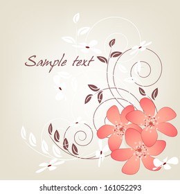 Wedding card or invitation with abstract floral background. Elegance pattern with flowers. Abstract greeting card. Greeting card in grunge or retro style.