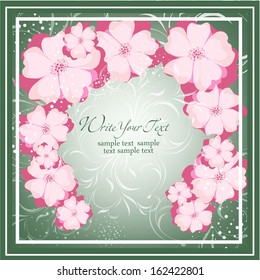 Wedding card or invitation with abstract floral background. Elegance pattern with flowers. Abstract greeting card.