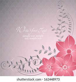 Wedding card or invitation with abstract floral background. Elegance pattern with flowers. Abstract greeting card. Greeting card in grunge or retro style.