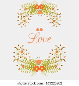 Wedding card or invitation with abstract floral background. Greeting postcard in grunge or retro vector Elegance pattern with flowers roses floral illustration vintage style Valentine anniversary 