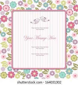 Wedding card or invitation with abstract floral background 