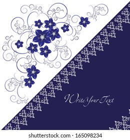 Wedding card or invitation with abstract floral background. Elegance pattern with flowers. Abstract greeting card. Greeting card in grunge or retro style.