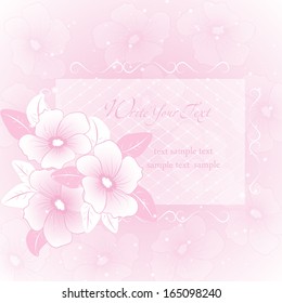 Wedding card or invitation with abstract floral background. Elegance pattern with flowers. Abstract greeting card. Greeting card in grunge or retro style.