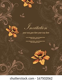 Wedding card or invitation with abstract floral background