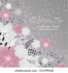 Wedding card or invitation with abstract floral background. Abstract greeting card.