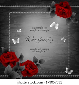 Wedding card or invitation with abstract floral background. Elegance pattern with flowers. Abstract greeting card. Greeting card in grunge or retro style.