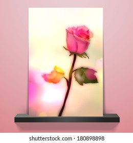 Wedding card or invitation with abstract floral background. Elegance pattern with flowers. Abstract greeting card. Greeting card in bokeh vintage or retro style. 