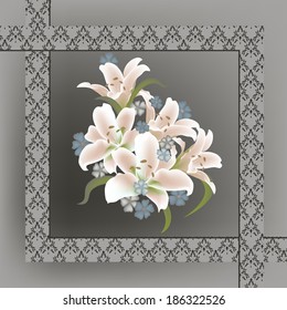 Wedding card or invitation with abstract floral background. Elegance pattern with flowers. Abstract greeting card.