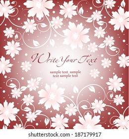 Wedding card or invitation with abstract floral background. Elegance pattern with flowers. Abstract greeting card.