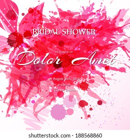 Wedding card or invitation with abstract floral background. Elegant greeting postcard. Valentine anniversary 
