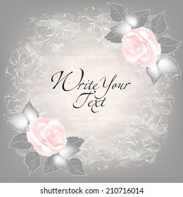 Wedding card or invitation with abstract floral background. Elegance pattern with flowers. Abstract greeting card.