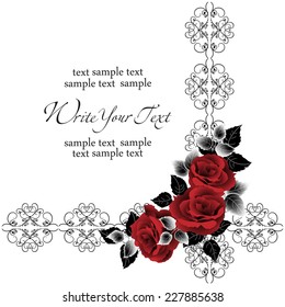 Wedding card or invitation with abstract floral background. Elegant pattern with flowers. Abstract greeting card. Greeting card in retro style.