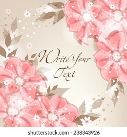 Wedding card or invitation with abstract floral background. Elegance pattern with flowers. Abstract greeting card. Greeting card in grunge or retro style.