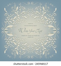 Wedding card or invitation with abstract floral background. Elegance pattern with flowers. Abstract greeting card. Greeting card in grunge or retro style.