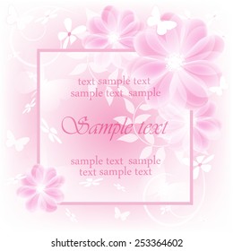 Wedding card or invitation with abstract floral background. Elegance pattern with flowers. Abstract greeting card. Greeting card in grunge or retro style.