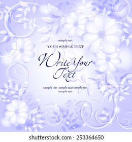 Wedding card or invitation with abstract floral background. Elegance pattern with flowers. Abstract greeting card. Greeting card in grunge or retro style.
