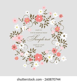 Wedding card or invitation with abstract floral background. Elegance pattern with flowers. Abstract greeting card. Greeting card in grunge or retro style.