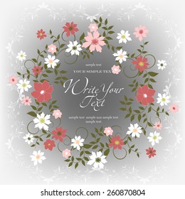 Wedding card or invitation with abstract floral background. Elegance pattern with flowers. Abstract greeting card. Greeting card in grunge or retro style.