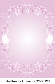 Wedding card or invitation with abstract floral pink background