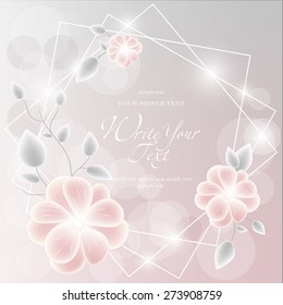Wedding card or invitation with abstract floral background. Elegance pattern with flowers. Abstract greeting card. Greeting card in grunge or retro style.