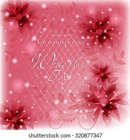 Wedding card or invitation with abstract floral background. Elegance pattern with flowers. Abstract greeting card. Greeting card in grunge or retro style.