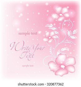 Wedding card or invitation with abstract floral background. Elegance pattern with flowers. Abstract greeting card. Greeting card in grunge or retro style.
