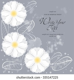 Wedding card or invitation with abstract floral background. Elegance pattern with flowers. Abstract greeting card. Greeting card in grunge or retro style.