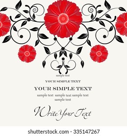 Wedding card or invitation with abstract floral background. Elegance pattern with flowers. Abstract greeting card. Greeting card in grunge or retro style.