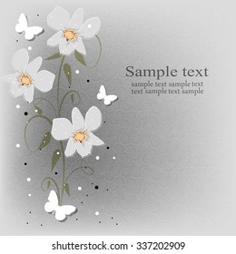 Wedding card or invitation with abstract floral background. Elegance pattern with flowers. Abstract greeting card. Greeting card in grunge or retro style.