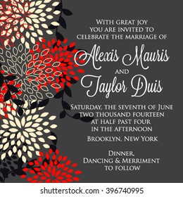Wedding card or invitation with abstract floral background. Greeting postcard in grunge or retro vector Elegance pattern with flowers roses floral illustration vintage style Valentine anniversary
