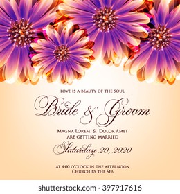 Wedding card or invitation with abstract floral background. Greeting postcard in grunge or retro vector Elegance pattern with flowers roses floral illustration vintage style Valentine anniversary