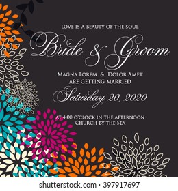 Wedding card or invitation with abstract floral background. Greeting postcard in grunge or retro vector Elegance pattern with flowers roses floral illustration vintage style Valentine anniversary