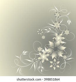 Wedding card or invitation with abstract floral background. Elegance pattern with flowers. Abstract greeting card. Greeting card in grunge or retro style.