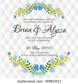 Wedding card or invitation with abstract floral background. Greeting postcard in retro vector Elegance pattern with flowers roses floral illustration vintage style