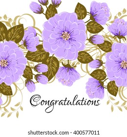 Wedding card or invitation with abstract floral background. Greeting postcard in retro vector Elegance pattern with flowers roses floral illustration vintage style
