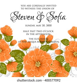 Wedding card or invitation with abstract floral background. Greeting postcard in retro vector Elegance pattern with flowers roses floral illustration vintage style